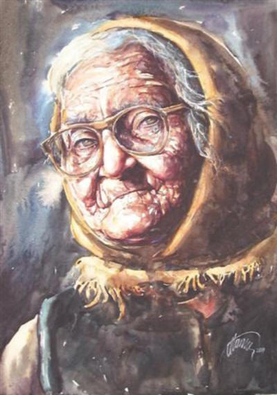 Old Woman with Glasses by Atanor Dogan